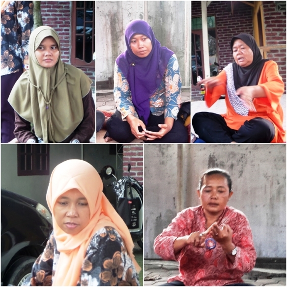 Dari kiri atas (searah jarum jam) Melati, Siti Kathijah, Farida Lubis, Sri Ayu dan Riani, Koordinator Teater Suara dan Suarapage